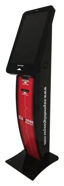 Standart Kiosk – kırmızı siyah yan görünüm